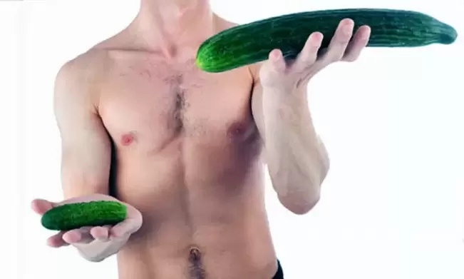 Small and large penis size using cucumber as an example